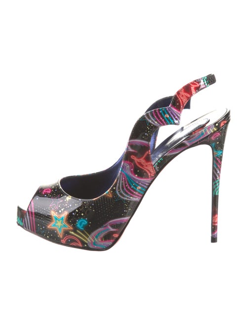 Christian Louboutin Patent Leather Printed Slingback Sandals