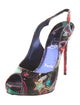 Christian Louboutin Patent Leather Printed Slingback Sandals