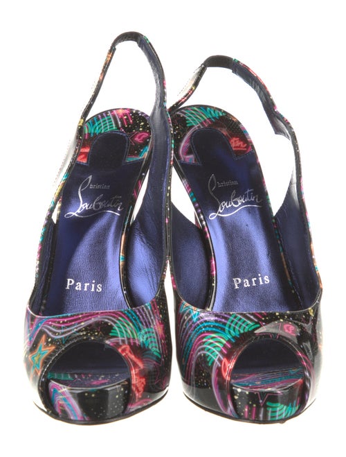 Christian Louboutin Patent Leather Printed Slingback Sandals