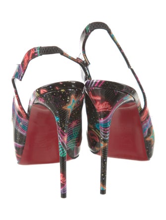Christian Louboutin Patent Leather Printed Slingback Sandals