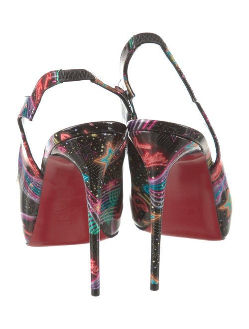Christian Louboutin Patent Leather Printed Slingback Sandals