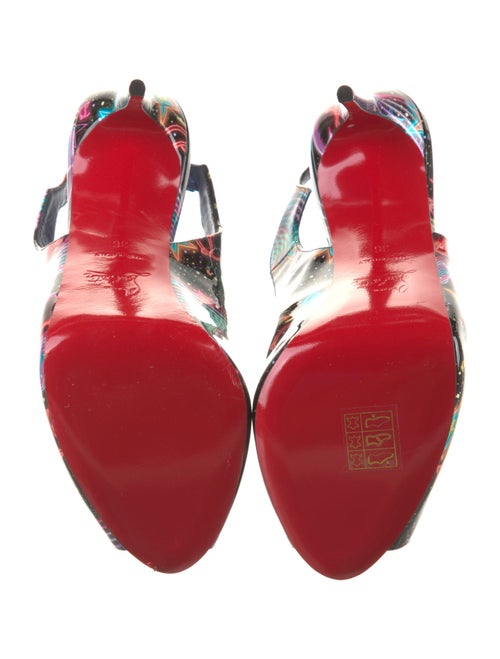 Christian Louboutin Patent Leather Printed Slingback Sandals