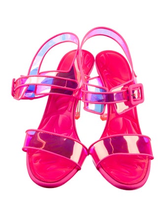 Christian Louboutin PVC Leather Trim Embellishment Slingback Sandals