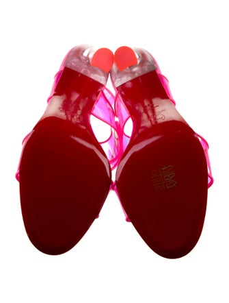 Christian Louboutin PVC Leather Trim Embellishment Slingback Sandals