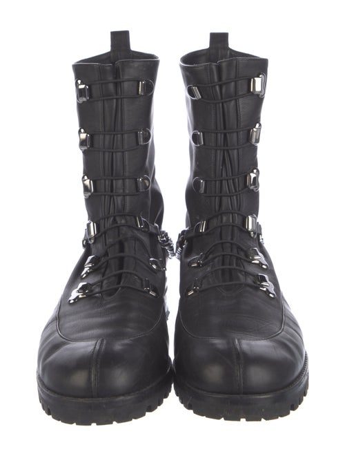 Christian Louboutin Leather Chain-Link Accents Combat Boots