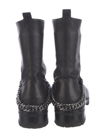 Christian Louboutin Leather Chain-Link Accents Combat Boots