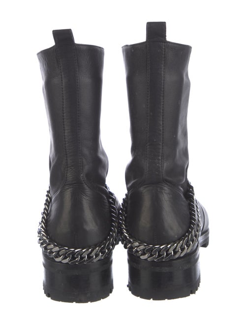 Christian Louboutin Leather Chain-Link Accents Combat Boots