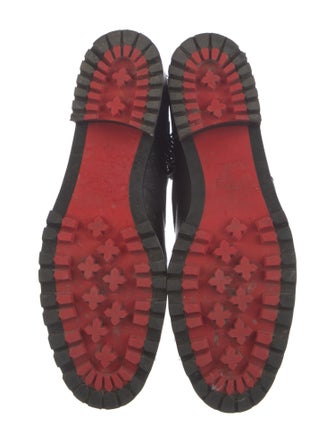 Christian Louboutin Leather Chain-Link Accents Combat Boots