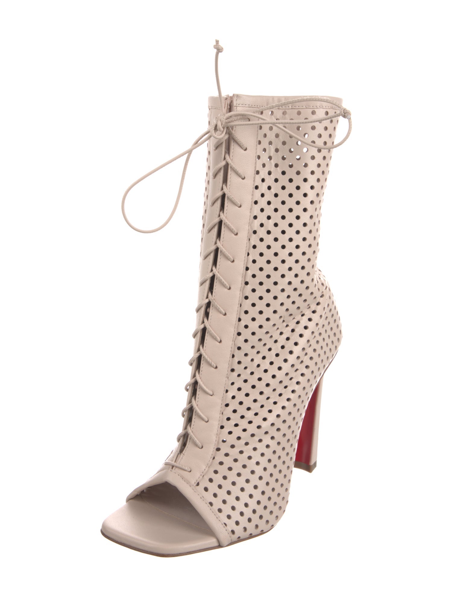 Christian Louboutin Leather Lasercut Accents Lace-Up Boots
