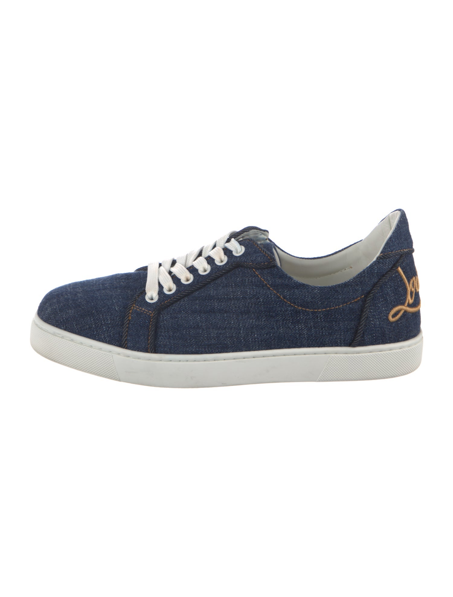 Christian Louboutin Denim Embroidered Accent Sneakers