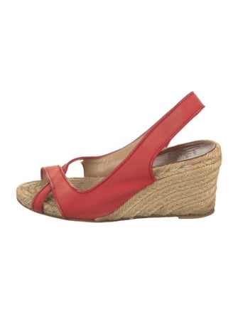 Christian Louboutin Canvas Leather Trim Embellishment Espadrilles