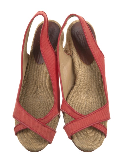 Christian Louboutin Canvas Leather Trim Embellishment Espadrilles