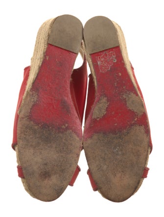 Christian Louboutin Canvas Leather Trim Embellishment Espadrilles