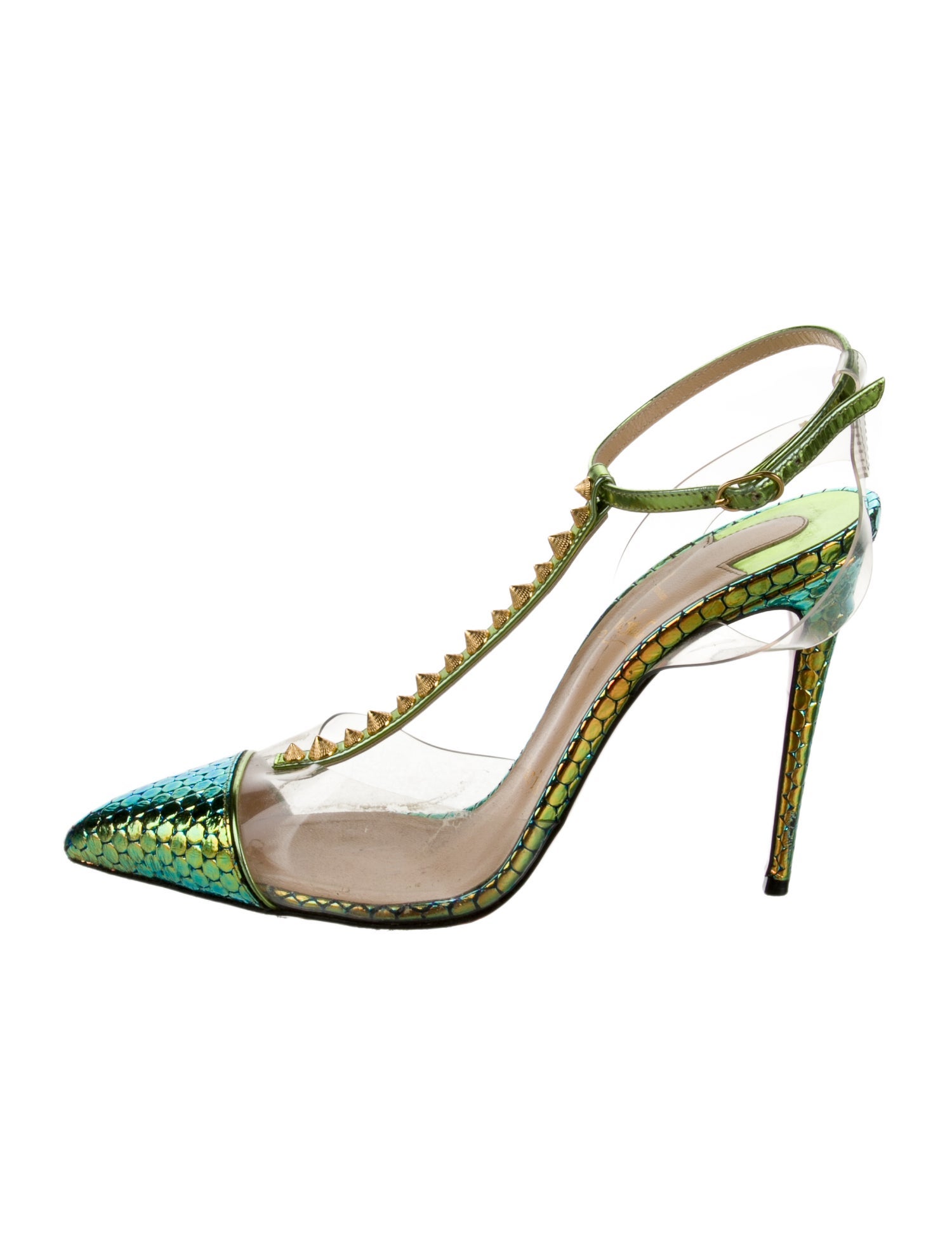 Christian Louboutin Leather Animal Print T-Strap Pumps