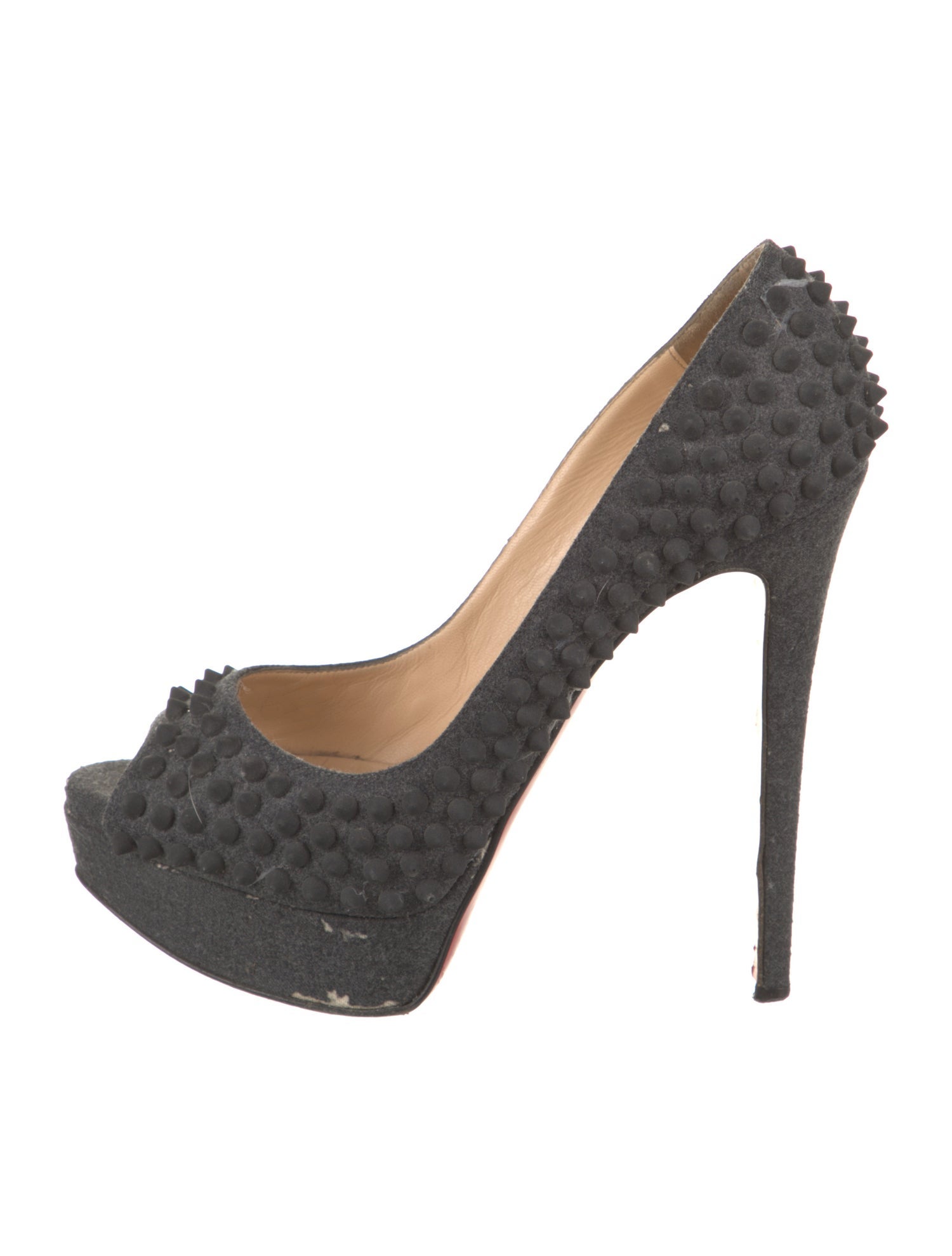 Christian Louboutin Spike Accents Wool Pumps