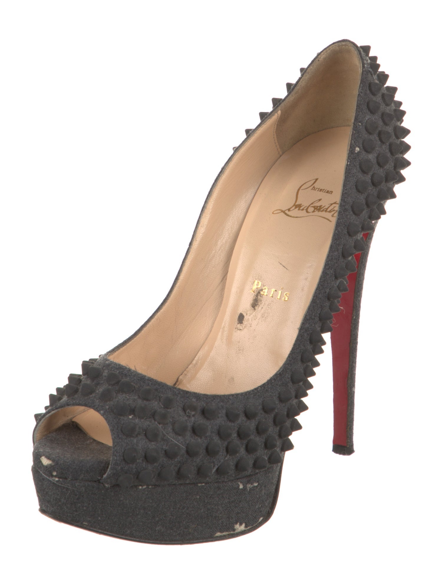 Christian Louboutin Spike Accents Wool Pumps