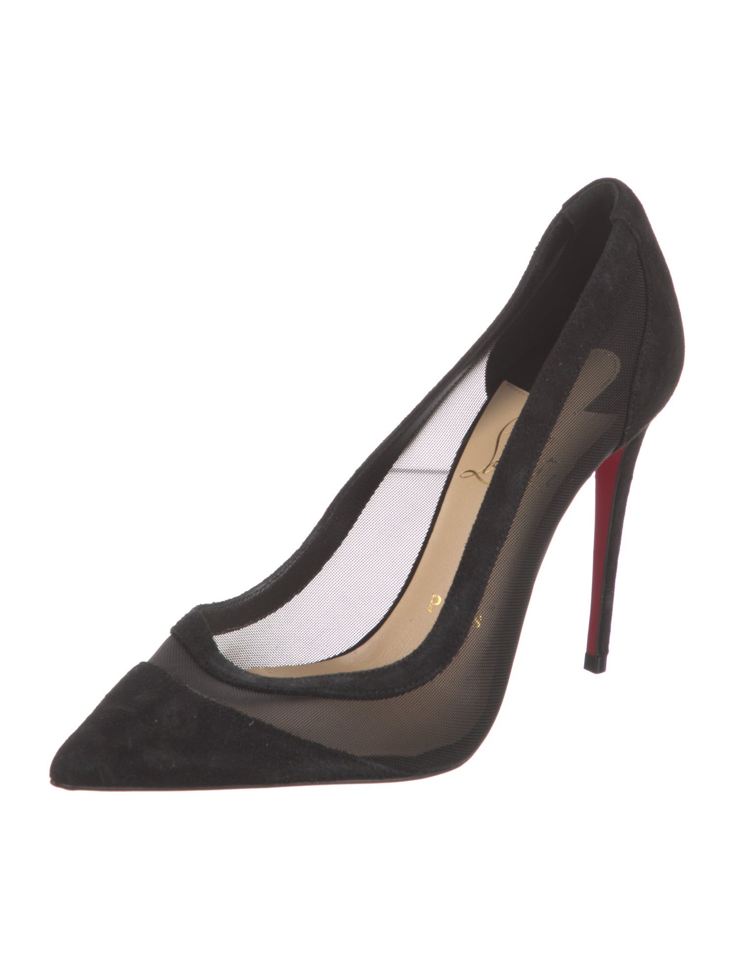 Christian Louboutin Suede Mesh Accents Pumps
