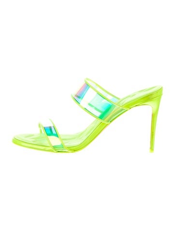 Christian Louboutin Sandals PVC Leather Trim Embellishment Slides IT 37 | 7