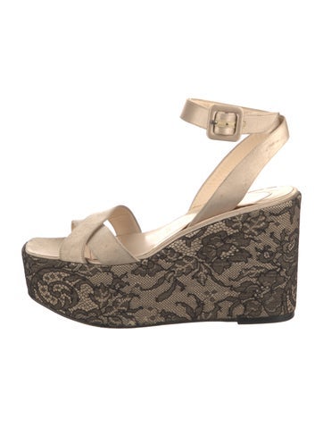 Christian Louboutin Sandals Satin Lace Pattern Espadrilles IT 37.5 | 7.5