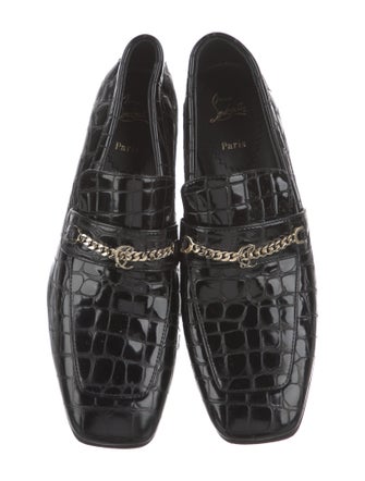 Christian Louboutin Embossed Leather Chain-Link Accents Pumps