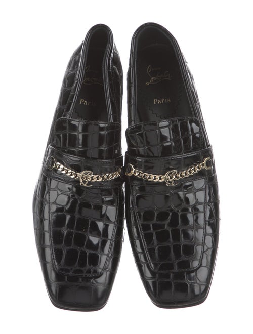 Christian Louboutin Embossed Leather Chain-Link Accents Pumps