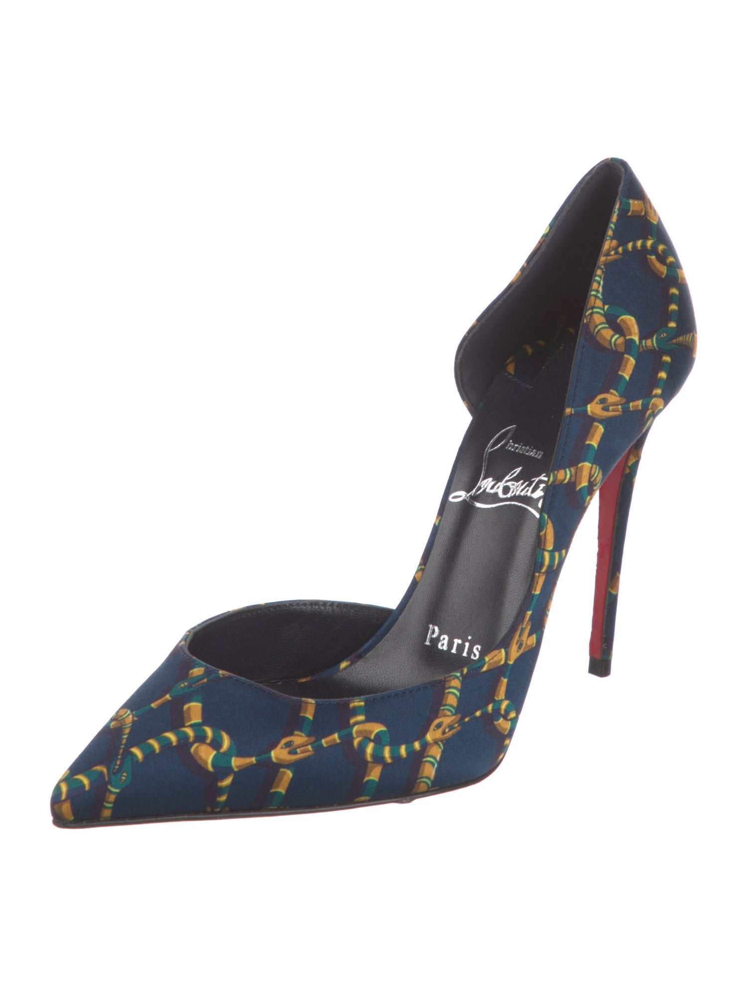 Christian Louboutin Satin Printed D'Orsay Pumps
