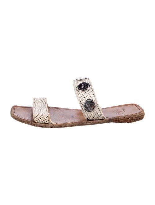 Christian Louboutin Leather Lasercut Accents Slides