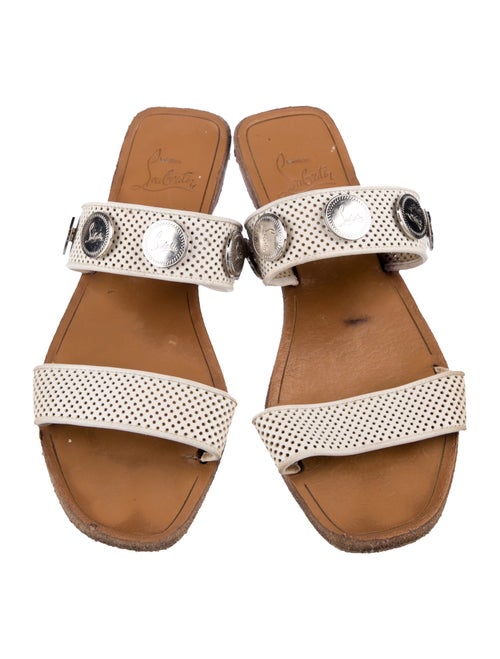 Christian Louboutin Leather Lasercut Accents Slides