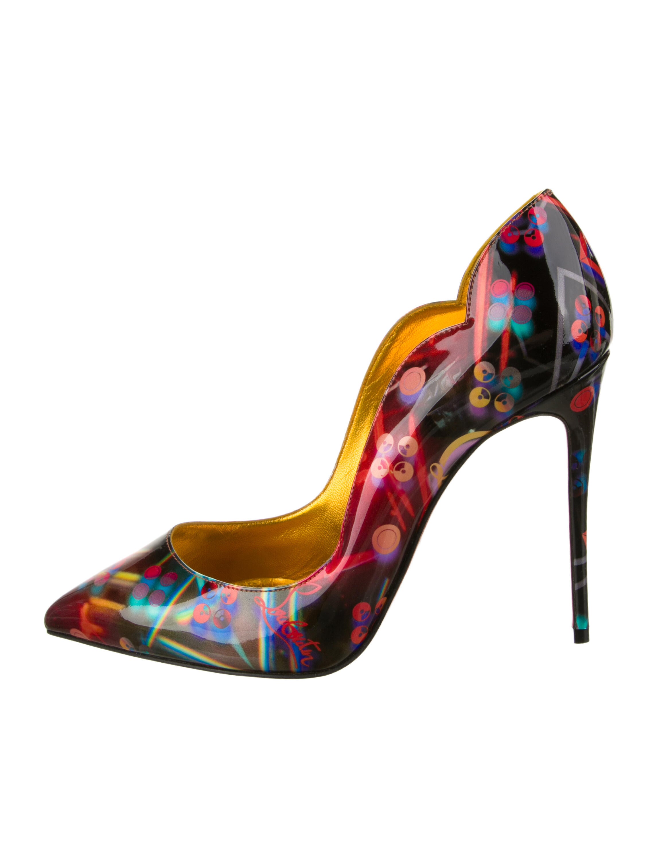 Christian Louboutin Patent Leather Floral Print Pumps