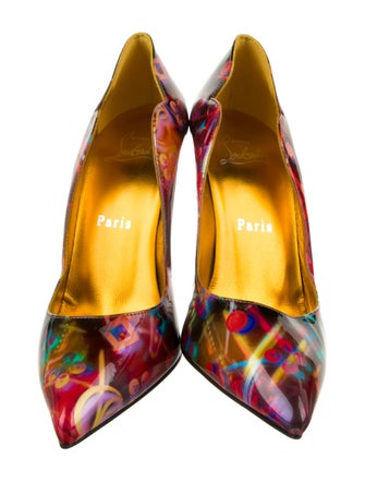 Christian Louboutin Patent Leather Floral Print Pumps