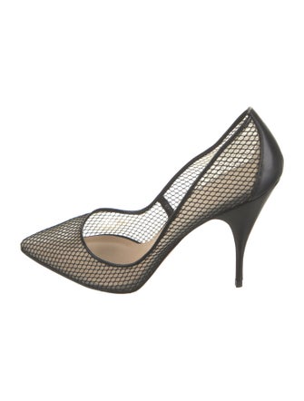 Christian Louboutin Mesh Leather Trim Embellishment Pumps