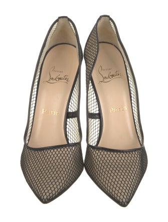 Christian Louboutin Mesh Leather Trim Embellishment Pumps