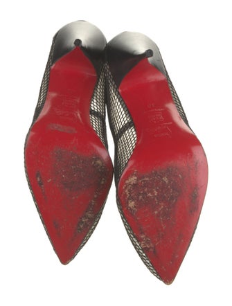 Christian Louboutin Mesh Leather Trim Embellishment Pumps