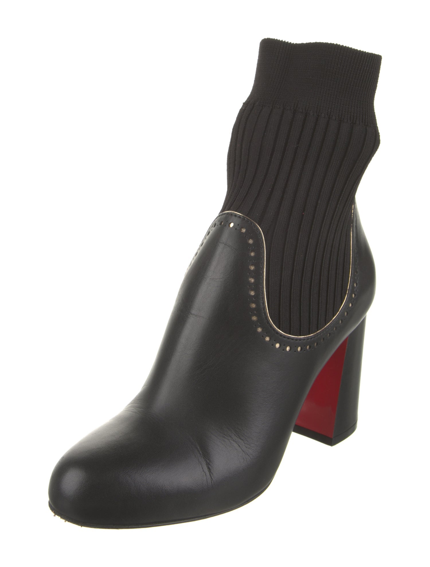 Christian Louboutin Leather Lasercut Accents Sock Boots