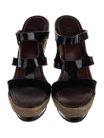 Christian Louboutin Patent Leather Cutout Accent Espadrilles