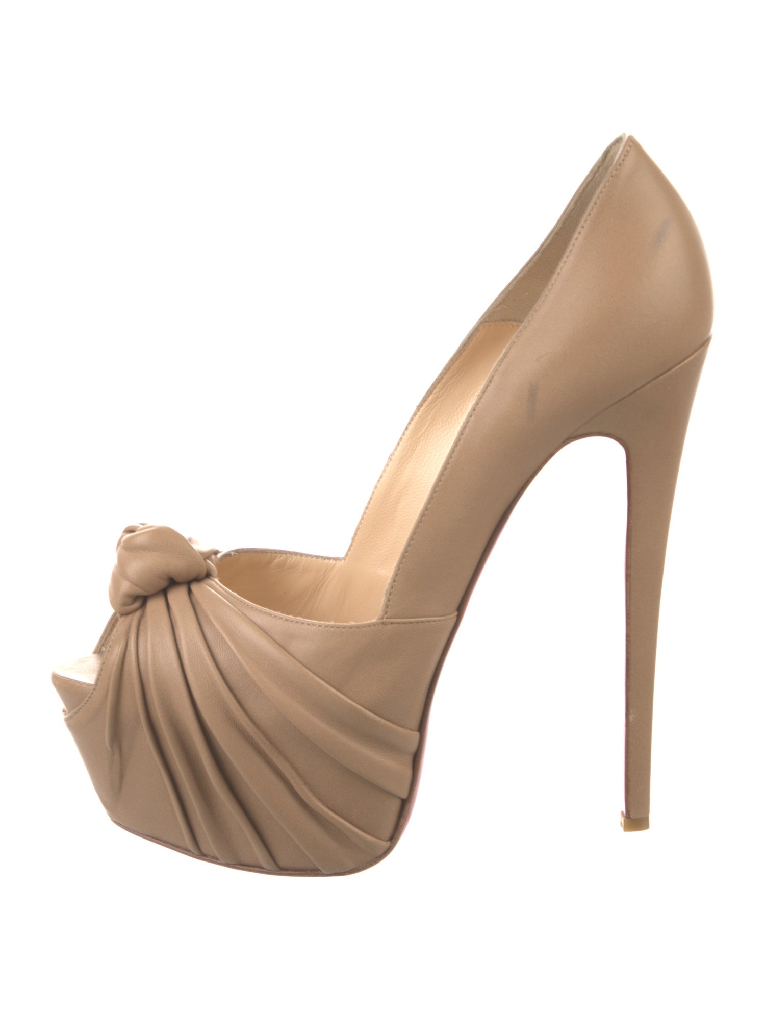 Christian Louboutin Leather Pleated Accents Sandals