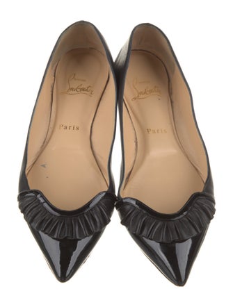 Christian Louboutin Leather Ruffle Embellishment Ballet Flats
