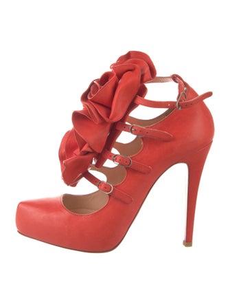 Christian Louboutin Leather Cutout Accent Pumps
