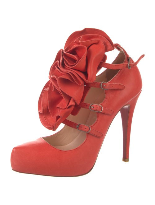 Christian Louboutin Leather Cutout Accent Pumps