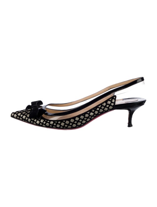 Christian Louboutin Patent Leather Glitter Accents Slingback Pumps