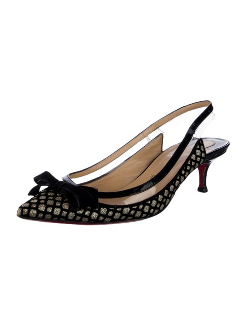 Christian Louboutin Patent Leather Glitter Accents Slingback Pumps