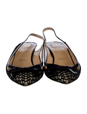 Christian Louboutin Patent Leather Glitter Accents Slingback Pumps