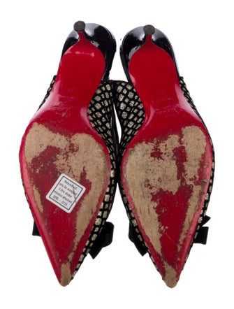 Christian Louboutin Patent Leather Glitter Accents Slingback Pumps
