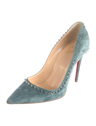 Christian Louboutin Spike Accents Suede Pumps