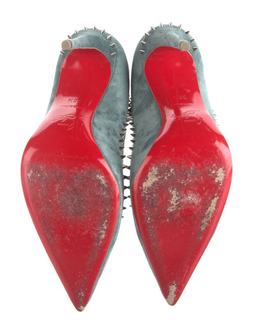 Christian Louboutin Spike Accents Suede Pumps