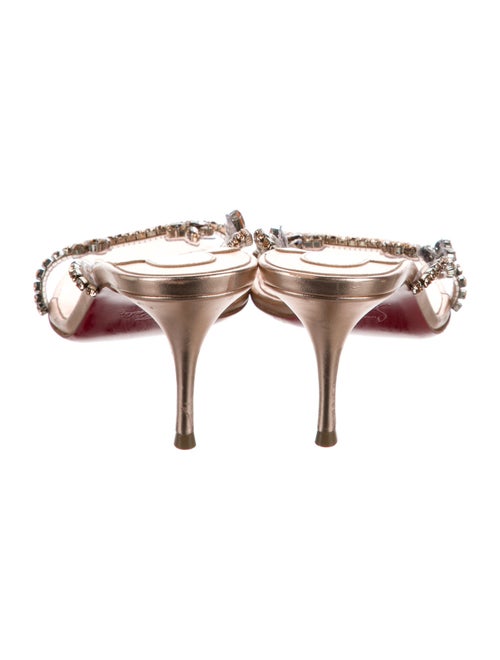 Christian Louboutin Leather Crystal Embellishments Slides