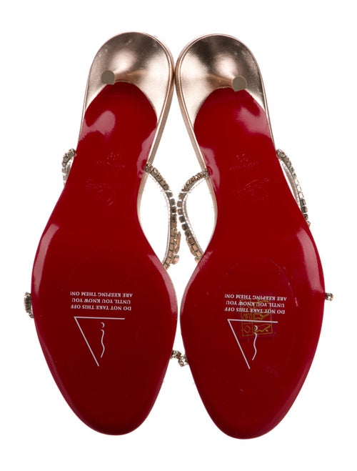 Christian Louboutin Leather Crystal Embellishments Slides