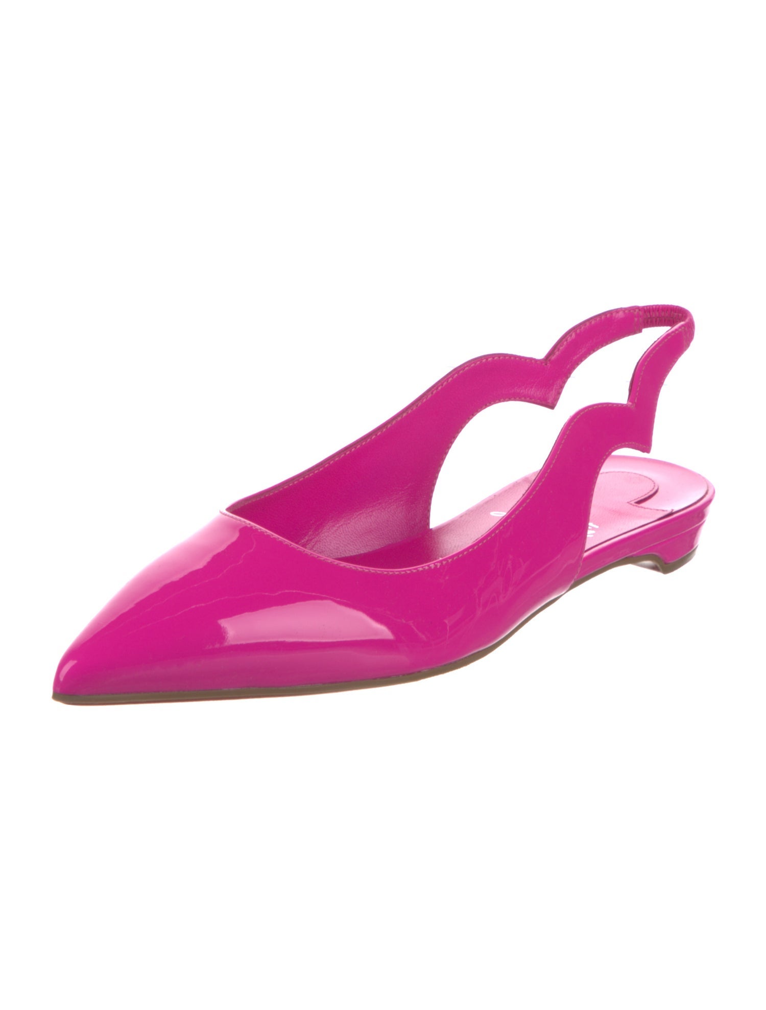 Christian Louboutin Patent Leather Scalloped Accent Slingback Flats