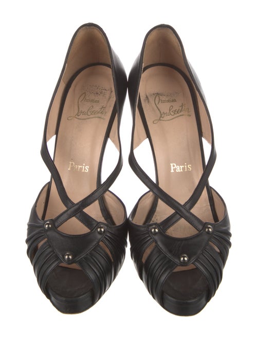 Christian Louboutin Leather Studded Accents T-Strap Pumps