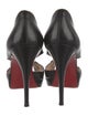 Christian Louboutin Leather Studded Accents T-Strap Pumps